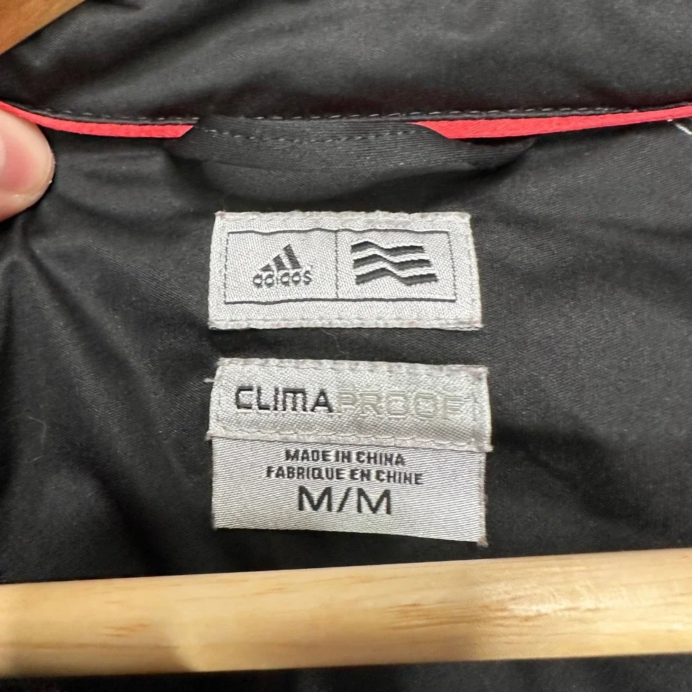 Adidas ClimaProof Wind Warm Full Zip Jacket Mens Medium Gray Black Athletic